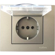 Ovivo Grano Metalik Antrasit Kapaklı Topraklı Priz