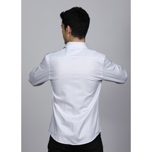Salve %100 Pamuk Slim Fit Premium Armürlü Mavi Gömlek 22108