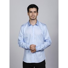 Salve %100 Pamuk Slim Fit Mavi Klasik Gömlek 22147