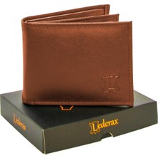 Lederax Suni Deri Yatay Büyük Cüzdan Bozuk Para Bölmeli Taba