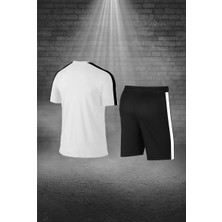 Poseidon Storm Erkek Beyaz Dri-Fit Kumaş Baskısız Yuvarlak Yaka Kısa Kol Tişört Şort Alt Üst Takımı (S-3xl)