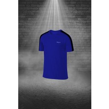 Erkek Mavi Dri-Fit Kumaş Antrenman ve Koşu Için Konforlu Cepli Kısa Kol Tişört Şort Ikili Takım (S-3xl)