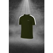 Büyük Beden Erkek Haki Dri-Fit Kumaş Düz Konforlu Cepli Kısa Kol Tişört Şort Alt Üst Koşu Seti   (4XL-10XL)