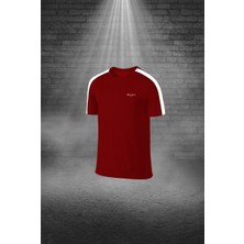 Poseidon Storm Büyük Beden Erkek Bordo Dri-Fit Kumaş Spor Için Konforlu Cepli Kısa Kol Tişört Şort Ikili Takım (4XL-10XL)