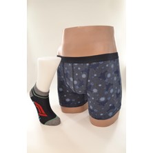 Erkek Çocuk Penye Boxer Pamuk Çorap Kombin Takım