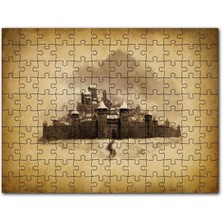 Cakapuzzle Kara Kalem Sanatı Şato Görseli 1000 Parça Puzzle Yapboz Mdf (Ahşap)