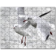 Cakapuzzle Iki Martı Yakın Çekim Flu Deniz Arkaplan 120 Parça Puzzle Yapboz Mdf (Ahşap)