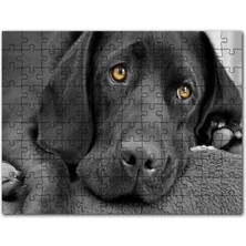 Cakapuzzle Kara Labrador, Üzgün Köpek 120 Parça Puzzle Yapboz Mdf (Ahşap)