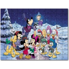 Cakapuzzle Mickey ve Minnie Mouse Donald Daisy Duck Goofy Pluto  120 Parça Puzzle Yapboz Mdf (Ahşap)