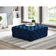 Eriza Home 100 x 100 cm Kare Chester Puf Saks Mavi