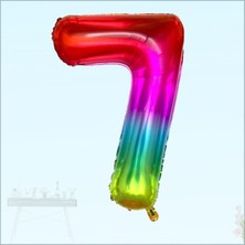 Süsle Bebek ve Parti 7 Yaş Rakam Folyo Balon, 100 cm - Gökkuşağı