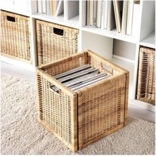 Barbun Branas Dekoratif Hasır Sepet Rattan Kutu - 32X35X32 cm