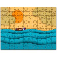 Cakapuzzle Mavi Dalgalar Yük Gemisi Güneş ve Bulutlar 255 Parça Puzzle Yapboz Mdf (Ahşap)