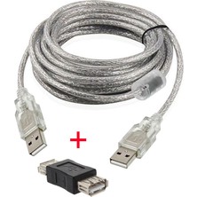 Keepro USB 2.0 Erkek Erkek Kablo + USB Dişi Dişi Çevirici Aparat 10M