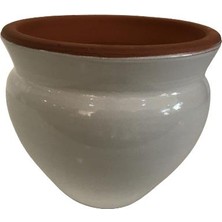 Armenbotanik Beyaz Renk Sırlı El Yapımı Küçük Boy Toprak Saksı (12*12 Cm)