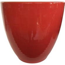 Armenbotanik Kırmızı Renk Sırlı , El Yapımı Toprak Saksı 36*38 Cm)