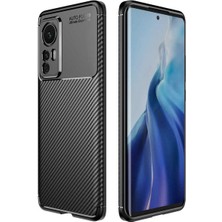 Microcase Xiaomi Mi 12 Maxy Serisi Carbon Fiber Silikon Kılıf-Siyah