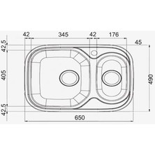 Artenova AEB640ED 1,5 Hazneli 490X650MM Dekorlu Sol