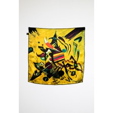 Lila Rosa Vasili Kandinski Desenli Ipek Bandana Fular