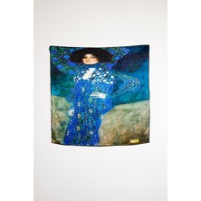 Lila Rosa Gustav Klimt Desenli Ipek Bandana Fular