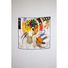 Lila Rosa Vasili Kandinski Desenli Ipek Bandana Fular