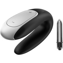 Double Fun Black Telefon Kontrollü Çiftlere Özel Vibratör+Mini Vibratör