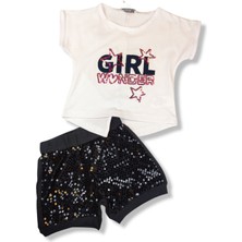 Biberon Çocuk Giyim Haliş Girl Wonder Pullu Siyah Şortlu Takım 2/6