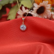 Beyaz Taşlı Minimal Anturaj Yuvarlak Gümüş Kolye