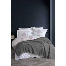 Elart Ranfors Nevresimli Pike Set Çift Kişilik 7 Parça Victoria Gümüş