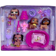 UDATOYS Minişler Littlest Pet Shop Oyuncak Köpek Yatak Yastık Pasta Set