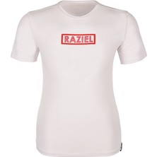 Razıel Oversıze  Çivili Amblem Baskılı Beyaz T-Shirt