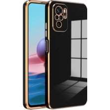 MTK Moveteck Xiaomi Redmi Note 10S Uyumlu Kılıf Kamera Korumalı Parlak Gold Kenarlı Yumuşak Renkli Silikon