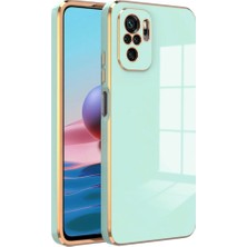 MTK Moveteck Xiaomi Redmi Note 10S Uyumlu Kılıf Kamera Korumalı Parlak Gold Kenarlı Yumuşak Renkli Silikon