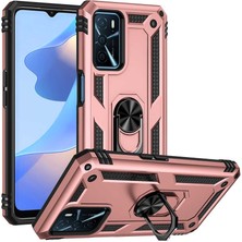 Kzy Oppo A16 Kapak Military Yüzüklü Stantlı Panzer Tank Kılıf - Rose Gold