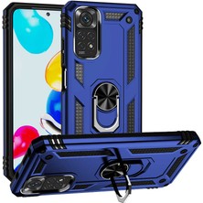 Caseworld Xiaomi Redmi Note 11S Global Kapak Military Yüzüklü Stantlı Panzer Tank Kılıf - Lacivert