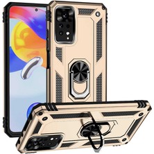 Caseworld Xiaomi Redmi Note 11 Pro 5g Kapak Military Yüzüklü Stantlı Panzer Tank Kılıf - Gold