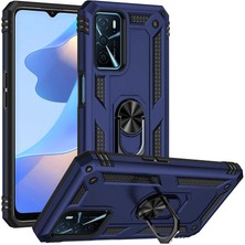 Case World Caseworld Oppo A16 Kapak Military Yüzüklü Stantlı Panzer Tank Kılıf - Lacivert