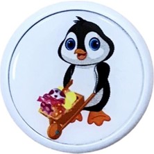 Eym Çocuk Odası Tekli Düğme Mobilya Kulp Çap 55 mm Penguen