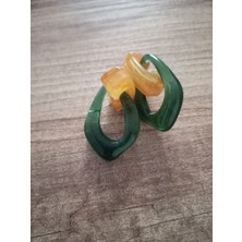Turuncu Store Reçine Akrilik Geometrik Küpe Yesil TRC3618