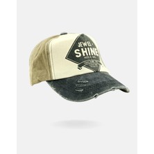 Bpm Jewel Shine Unisex Eskitme Kot Şapka Bej Siyah