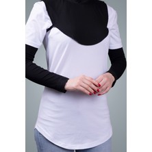 Hürrem Bone Siyah Tesettür Kolluk Viskon Kumaş Dantelli 1002_01