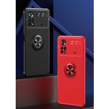 Case 4U Xiaomi Poco M4 Pro 5G Kılıf Autofocus Shockprof Ravel Yüzüklü Standlı Slikon Kapak Kırmızı