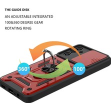 Case 4U Xiaomi Poco M4 Pro 5G Kılıf Stand Olabilen Yüzüklü Sürgülü Vega Arka Kapak Kırmızı