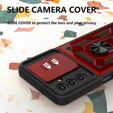 Case 4U Xiaomi Poco M4 Pro 5G Kılıf Stand Olabilen Yüzüklü Sürgülü Vega Arka Kapak Lacivert