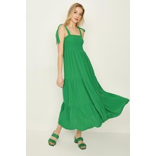 Select Moda Kadın Ip Askılı Gipe Detaylı Rahat Kesim Elbise