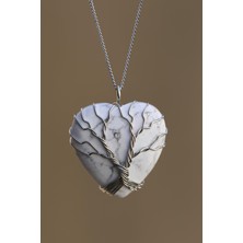 Alibaba Doğaltaş Havlit Doğal Taş Kalp Model Tel Sarmalı Kolye