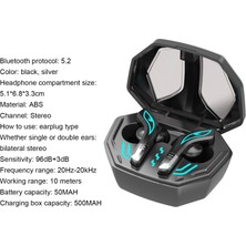 Runwuwus MD158 Taşınabilir Düşük Mini Stereo Bluetooth Uyumlu 5.2 Oyun Için Kulak Içi Kablosuz Kulaklık - Gümüş  (Yurt Dışından)