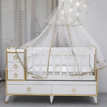 Garaj Home Alya Gold Yıldız 4 Komodin Bebek Odası- Yatak Uyku Seti Kombin-Uyku Seti-Beyaz