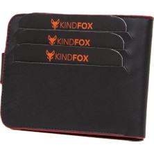 Kindfox %100 Gerçek Dana Derisi | Para Bölmeli Unisex Kartlık | Cüzdan | Çıt Çıtlı