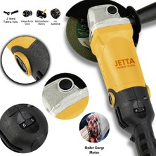 Jetta Power Tools Devir Ayarlı Avuç İçi Taşlama 125 mm 6 Kademeli Uzun Kuyruklu Sarı